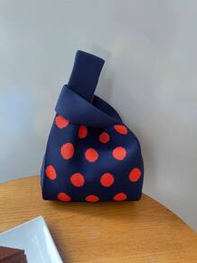 波點編織大容量女士手提袋 - 彩色 - 查看 1