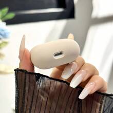 Funda de silicona para AirPods de Apple, funda protectora ultra delgada de color caramelo dividido para auriculares Bluetooth, unisex - Albaricoque - Ver 4