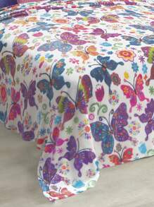 Home Elephant Frazada Matrimonial Blanco Mariposas Suave - Blanco - Ver 3