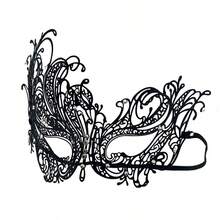 (1 件)女士聖誕威尼斯派對面具,時尚黑色金屬雷射切割服裝面具,適合表演、婚禮、化妝、舞會