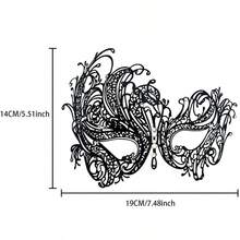 (1 件)女士聖誕威尼斯派對面具,時尚黑色金屬雷射切割服裝面具,適合表演、婚禮、化妝、舞會
