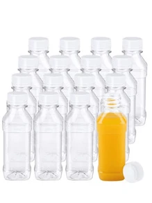 5 件装塑料果汁瓶，大容量透明饮料容器，防漏盖，适合冰咖啡、果汁、牛奶和 DIY 饮料水瓶，适合户外运动