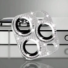 1 件钻石装饰防刮手机相机镜头保护膜,适用于 生日礼物、家人、朋友闪亮水晶、镜头保护膜、手机配件防水防震防摔防摔防刮防指纹全覆盖 - 銀色 - 查看 10