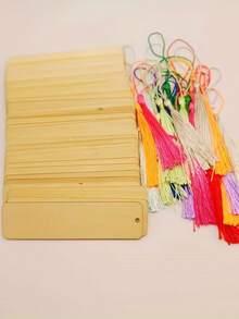 36 件木製書籤,diy 空白木製書籤,長方形薄懸掛木製流蘇書籤,用於繪畫,流蘇顏色隨機 - 杏色 - 查看 5