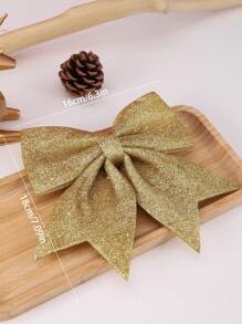 1 cái Phụ kiện trang trí tiệc theo chủ đề Giáng sinh, Đồ trang trí cây thông Noel, Nơ vàng, Giá treo, Giáng sinh - Vàng - Xem 4