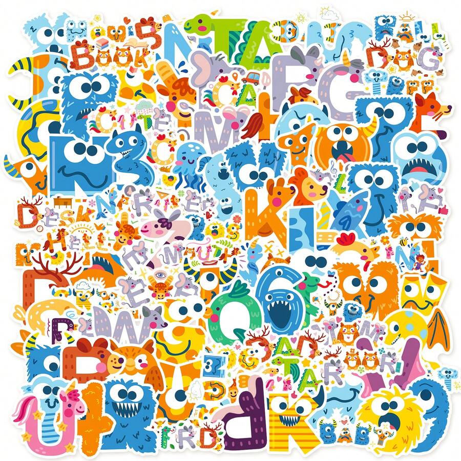 100入組字母貼紙,創意卡通英文字母筆記本、筆記型電腦、剪貼簿、水瓶裝飾貼紙套裝