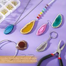 Yanxyad 1/5/10 件随机玛瑙切片不对称水晶抛光晶洞宝石玛瑙水晶疗愈不对称吊坠石适用于 DIY 珠宝制作和家居装饰（1.5-3 英寸） - 彩色 - 查看 5