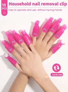 10Pcs Nail Art Polish Remover Clip Set Nail Art Soak Off Cap Clip Nail Remover Pads - 彩色 - 查看 4