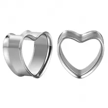 1pair Simple Stainless Steel Silver Heart Shaped Ear Plugs Suitable For Women's Daily Wear - Silver - View 2