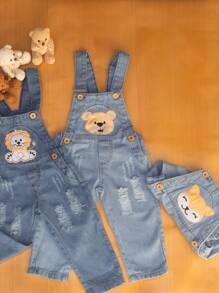 Kit 2 Jardineira Calça Longa Jeans Macacão Infantil Menino
