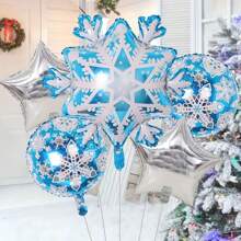 MECRLA 5 quả bóng bay hình bông tuyết các loại, thích hợp cho tiệc sinh nhật theo chủ đề, tiệc công chúa, trang trí tiệc Frozen - Nhiều màu - Xem 1