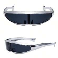 1pc Future Style Titanium Coated Fish Shaped Fashion Glasses, Suitable For Daily Wear Street Shades Accessories Halloween Beach Accessories Glasses Shades Looks Street Style And Suit For Sweater Jacket Sweatshirt Hoodie Leather Pants And Cargo Pants For Summer Beach Vacation,Outdoor,Travel