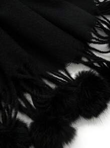 1 Miếng Của phụ nữ Dày Đen Cashmere Giáng sinh Theo chủ đề Ấm áp Với Pom Pom Tua Đồ trang trí Thích hợp Đối với Mùa Thu /đông Hằng ngày Mặc , Giáng sinh , Du lịch , Đường phố Shooting - màu đen - Xem 5