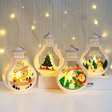 1個聖誕老人裝飾led電子蠟燭燈,配有白色房屋和ins風格燭台,節慶家居桌面裝飾飾品,聖誕禮物