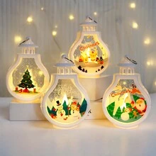 1個聖誕老人裝飾led電子蠟燭燈,配有白色房屋和ins風格燭台,節慶家居桌面裝飾飾品,聖誕禮物