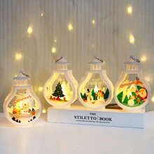 1個聖誕老人裝飾led電子蠟燭燈,配有白色房屋和ins風格燭台,節慶家居桌面裝飾飾品,聖誕禮物