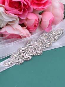 銀色短新娘水鑽腰帶,婚紗配件閃亮禮服腰帶腰帶