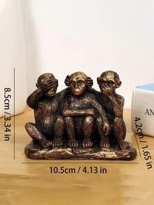1個歐式復古樹脂製三猴裝飾品,可作為家居、客廳、辦公桌上的創意道具 - 彩色 - 查看 3