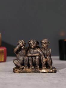 1個歐式復古樹脂製三猴裝飾品,可作為家居、客廳、辦公桌上的創意道具 - 彩色 - 查看 2