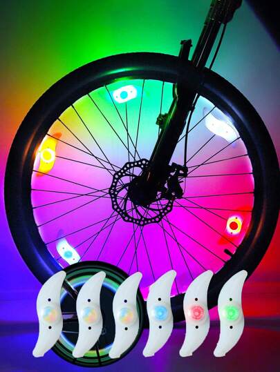 6pcs Bike Wheel Spoke Lights With Battery, Waterproof Bicycle Lights, 3 Lighting Modes, Easy To Install, For Bike Decoration