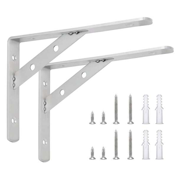 2 Pc Solid Shelf Bracket,8 inch Lshaped Heavy Duty Shelf Bracket