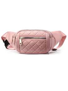 格紋腰包女款牛津布防水腰包設計師斜跨胸包流行腰包香蕉臀包