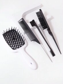 4 件套发刷梳子，适用于干湿发质，不打结，梳理长发和卷发发刷，返校，旅行度假必备，女士发饰，刷子，发刷，边刷，刷头发，发梳，梳头发，顺发刷，球刷，迷你发刷，发刷套装，木梳，发刷