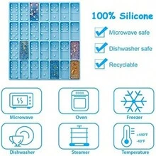 1 cái Domino Khuôn Đối với Nhựa , Chuyên nghiệp Khuôn Đối với Nhựa epoxy , Domino Khuôn Bộ 28 , Mãnh liệt Silicone Khuôn Đối với Domino DIY Mặt dây chuyền Bánh Làm đồ trang sức - Màu xanh lam - Xem 3