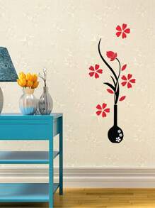 1set Mirror Vase Acrylic 3D Wall Stickers - Red - View 7
