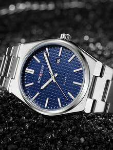 1只經典商務藍色男士石英手錶 - 藍色 - 查看 2