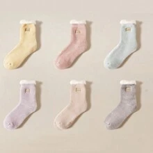 3 đôi tất nữ màu ngẫu nhiên, tất giữ nhiệt ấm áp, tất vải nhung mềm mại dùng cho đồ ngủ & ở nhà, thích hợp cho mùa thu/đông, ấm áp - Nhiều màu - Xem 2