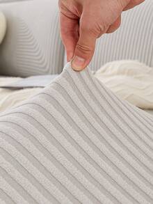 1入組葉子提花彈性全包沙發套,適用於l型沙發/ 1-4座椅沙發/椅墊/靠背/扶手灰塵套 - 淺灰色 - 查看 9