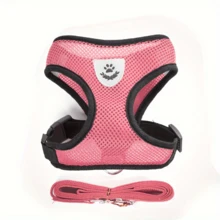 Pet Carrier Backpack And Leash Set, Soft And Breathable Mesh Vest Adjustable For Small Cats And Dogs, Dog Leash Harness For Pet Supplies - Pink - View 1