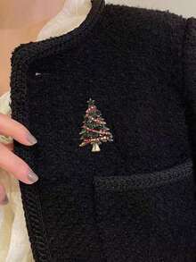 Christmas Tree Shaped Personalized Women Brooch - Multicolor - View 2