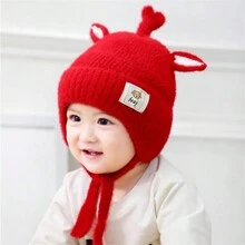 冬季嬰兒帽-兒童耳保護針織男女卡通可愛毛絨帽- 45-50cm,適合8-36個月大的兒童