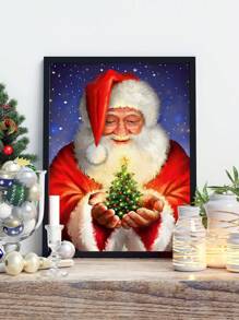 1 件帆布藝術印刷品,聖誕老人海報,藝術品壁畫,客廳家居牆壁裝飾,無框,節日禮物