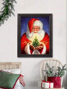 1 件帆布藝術印刷品,聖誕老人海報,藝術品壁畫,客廳家居牆壁裝飾,無框,節日禮物