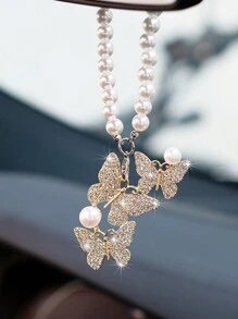 3pcs Rhinestone Decor Butterfly Shaped Pendant For Car Decoration - Pink - View 2