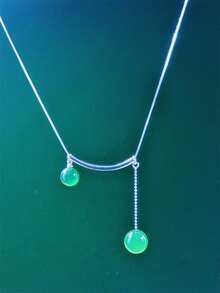 1入組s925純銀天然翡翠可調長度項鍊,適合日常穿著、派對、生日、旅行、約會和各種節日