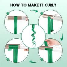 5 件套绿色夹式合成接发长直发，适合女性角色扮演女孩 - 綠色 - 查看 3