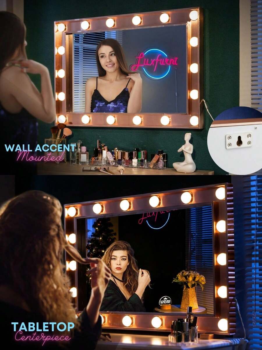 LUXFURNI Vanity Makeup Mirror with Lights, Large Hollywood Lighted