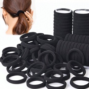 100pcs Black Hair Ties Elastic Hair Bands Decorative Hair Accessories Set Holiday Gift For Girls Kids