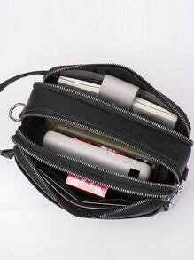 gorchis New Style Clutch Bag With Multiple Zipper Pockets, Business & Casual, Pu Leather, Black, Suitable For Travel Or Daily Use Handbag Wristlet Bag Large Capacity Anti-Theft Portable Lightweight Hand Bag Office Supplies Gift For Husband Summer Hip Bag Valentine Day Purses Black Bag Travel Essentials Stickers Winter Back To School Valentines Gifts Holiday Vintage The Sporty Life Men Wallet Vacation Bags Gift Bag Bag Pack Handbags Spring Vintage Bags Makeup Bag - Black - View 3