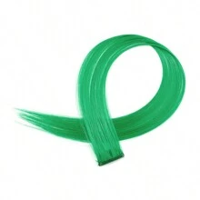 5 件套绿色夹式合成接发长直发，适合女性角色扮演女孩 - 綠色 - 查看 5