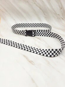 1 件女式黑白格子超長腰帶適合牛仔褲和休閒服裝