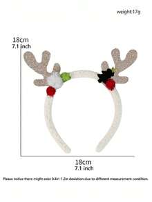 1套/2入組聖誕鹿角頭飾,多色毛球可愛派對節日禮物