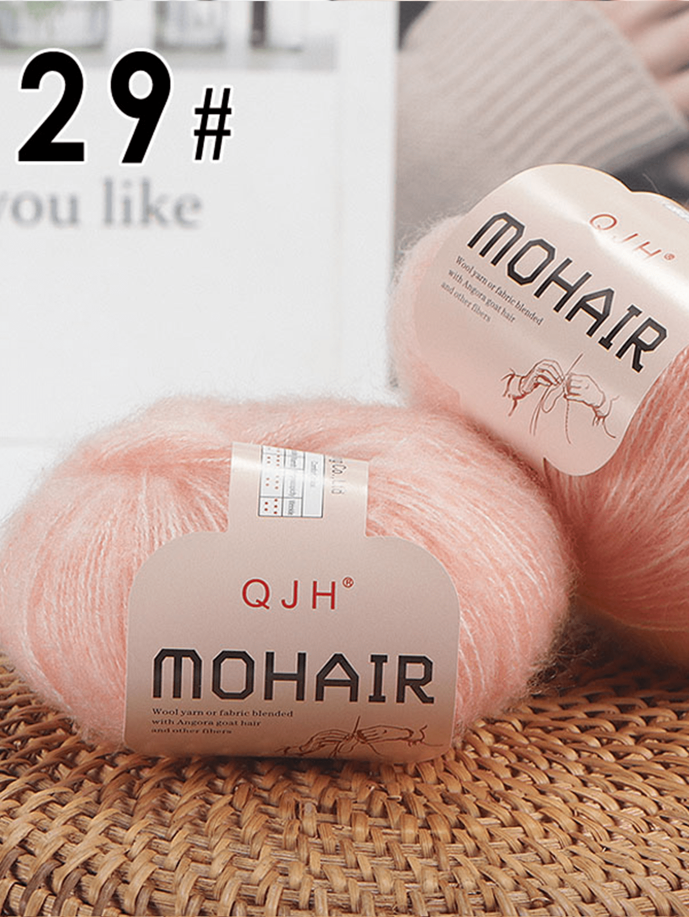 QJH モヘア毛糸 6個(25g/1玉)セット Diyニット スカーフ・セーター