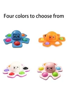 Finger Gyro Stress Relief Spinner Octopus Changing Face, Squid&octopus Design Anxiety Relief Fidget Multidirectional Spin Toy - Pink - View 5