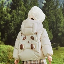 Balabala Young Boy Cute Solid Hooded Down Jacket - White - View 2