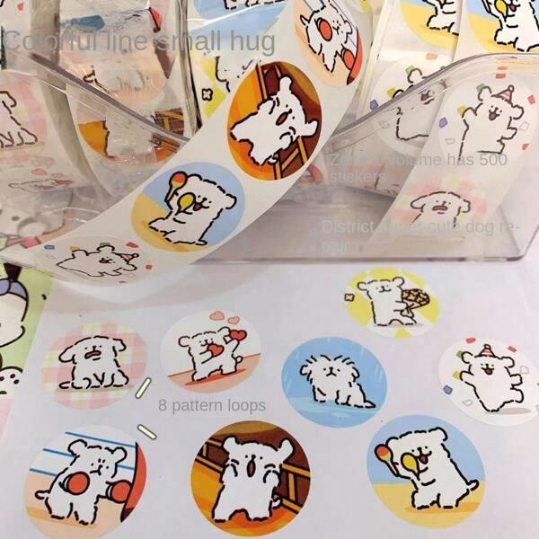 The Same Style As Xiaohongshu Colorful Line Drawing Cartoon Dog Sticker ...